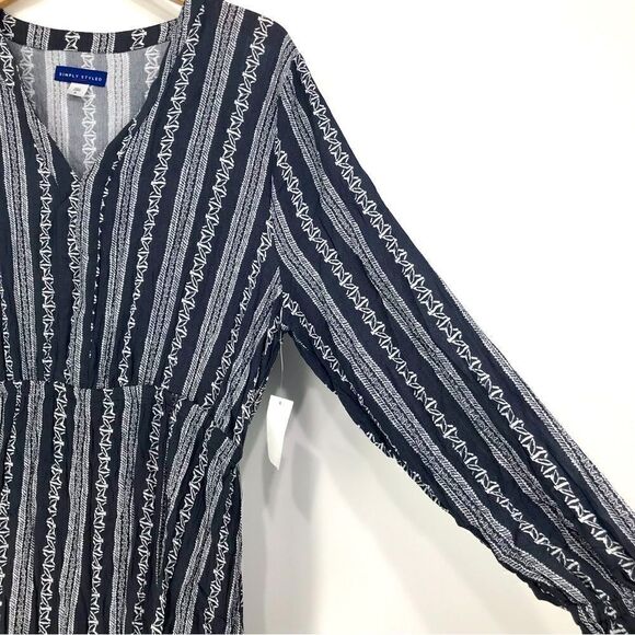 Simply Styled NEW Dusty Blue Pattern Boho Prairie Core Crinkle Dress - Picture 5 of 13